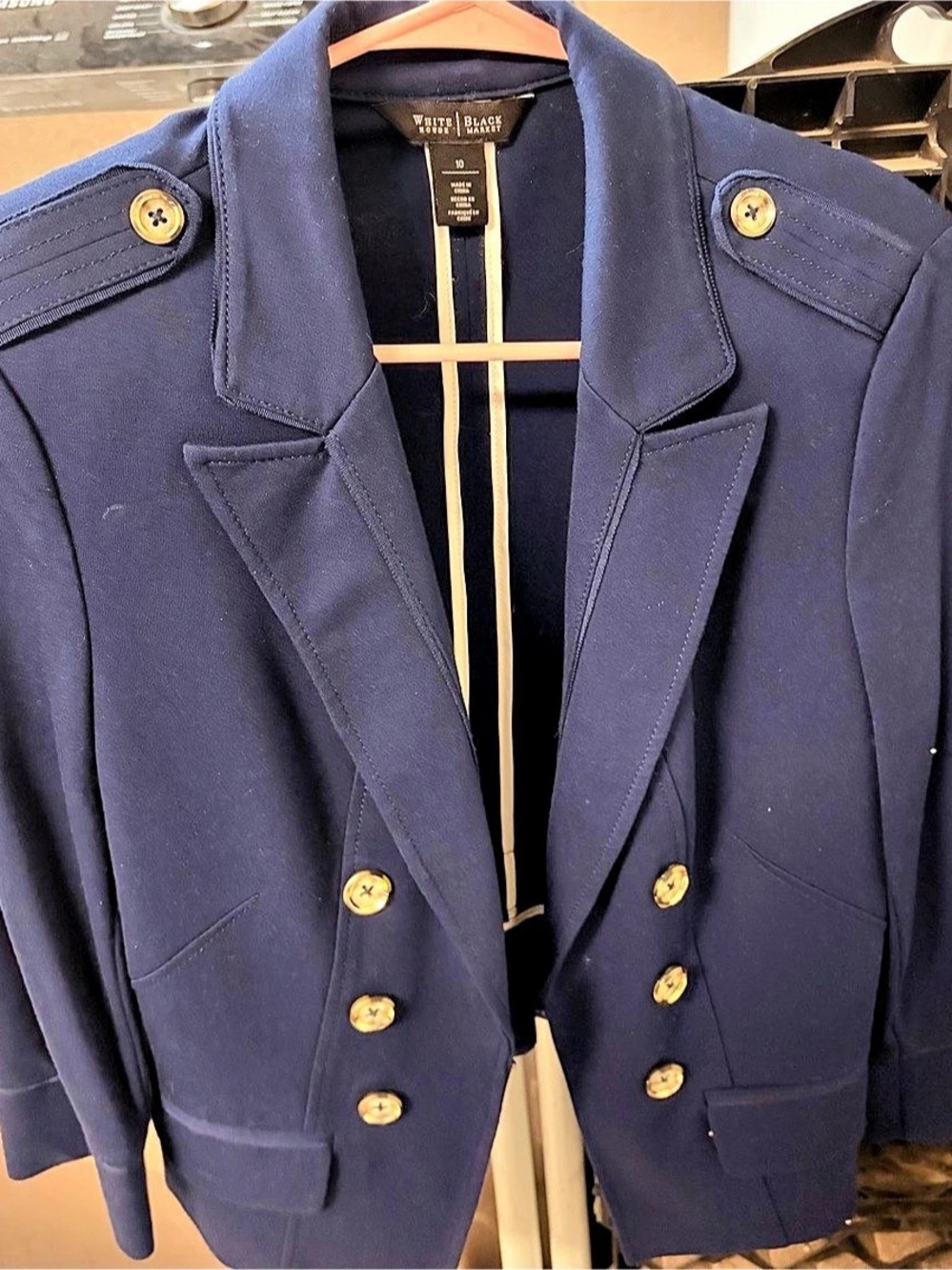 White House Black Market Double-Breasted Navy Jacket